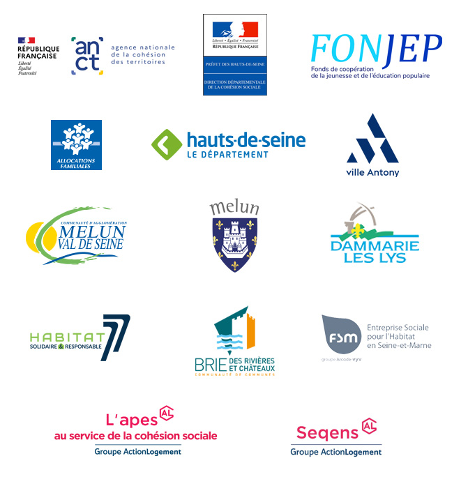 Partenaires & soutiens de GYGO : Antony, Hauts-de-Seine, CAF, ANCT, FONJEP, Melun, Melun Val de Seine, Dammarie-lès-Lys, Brie des Rivières et Châteaux, Habitat 77, FSM, Action Logement, Lectures Nomades…